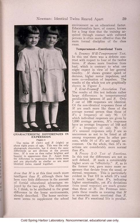 &quote;Mental and Physical Traits of Identical Twins Reared Apart,&quote; by H.H. Newman, <i>Journal of Heredity</i> (vol. 25)
