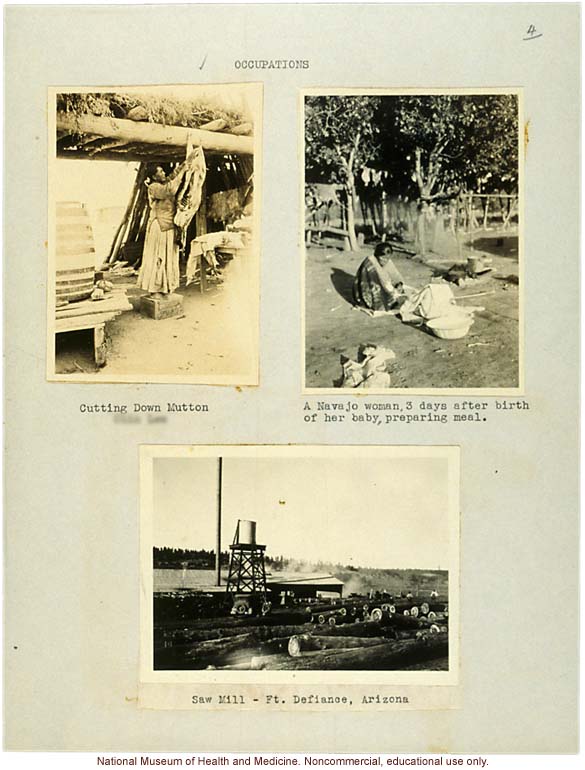 Navajo &quote;Occupations&quote; (butchering meat, grinding meal, and saw mill) at Fort Defiance, Arizona