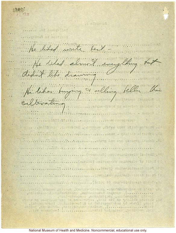 Seaford Town male anthropometric case: photo, measurements, finger prints, Schedule 3, notes; by Morris Steggerda for <i>Race Crossing in Jamaica</i>