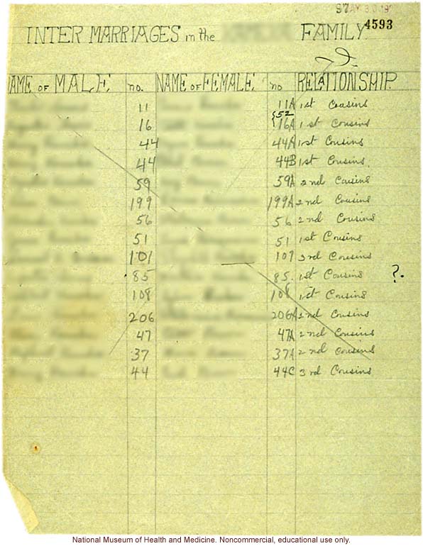 Seaford Town female anthropometric case: pedigree and inter-marriages, by Morris Steggerda for <i>Race Crossing in Jamaica</i>