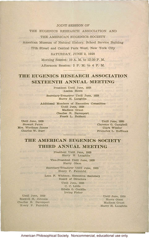 Eugenics Research Association 16th Annual Meeting