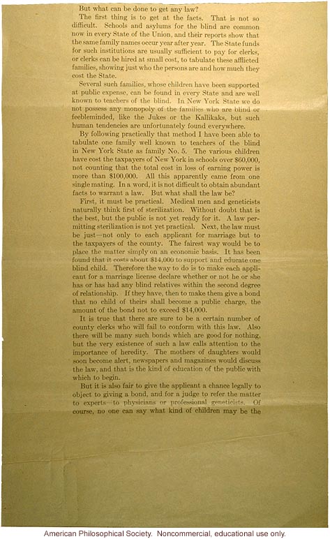 &quote;Concerning a law to lessen hereditary blindness,&quote; by Lucien Howe, American Opthalmological Society Journal