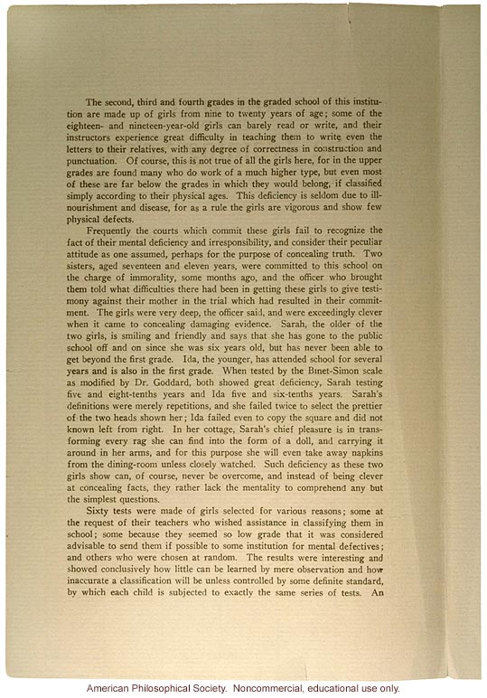 &quote;Delinquent girls tested by the Binet scale,&quote; by Dr. Louise Morrow and Dr. Olga Bridgman, Reprint from The Training School