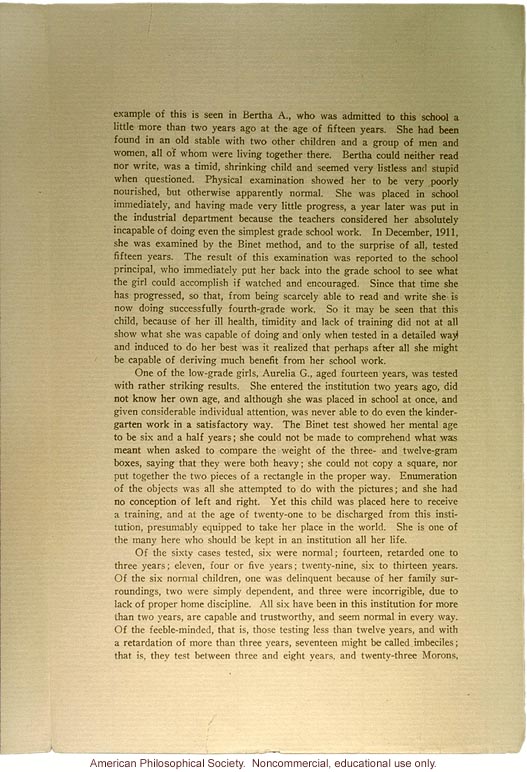 &quote;Delinquent girls tested by the Binet scale,&quote; by Dr. Louise Morrow and Dr. Olga Bridgman, Reprint from The Training School