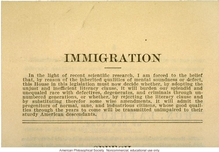 Lathrop Brown speech to House of Representatives about immigration