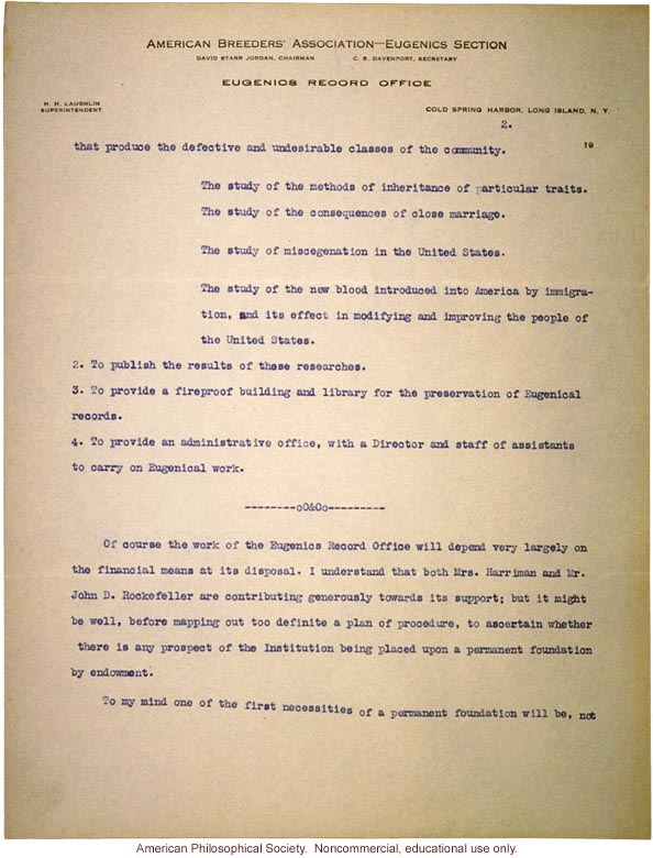 Alexander Graham Bell letter to Charles Davenport about Eugenics Record Office