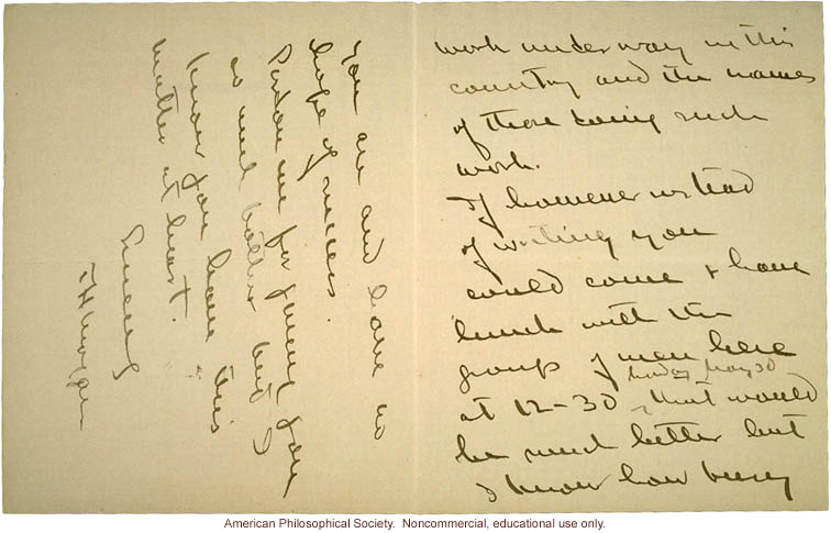 T.H. Morgan letter to Charles Davenport requesting eugenics information