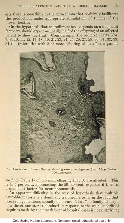 &quote;Multiple neurofibromatosis and its inheritance,&quote; by S. A. Preiser and C. B. Davenport, Eugenics Record Office