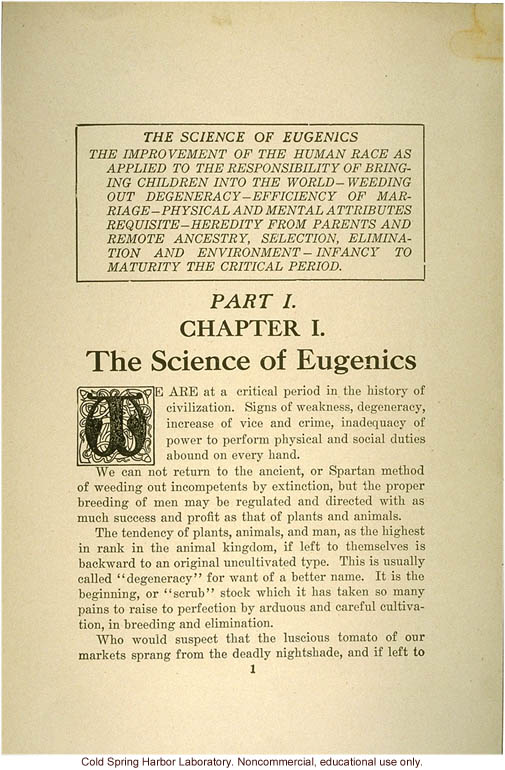 &quote;The science of eugenics and sex-life, love, marriage, maternity: the regeneration of the human race,&quote; by W.J. Hadden, C.H. Robinson, and M.R. Melendy