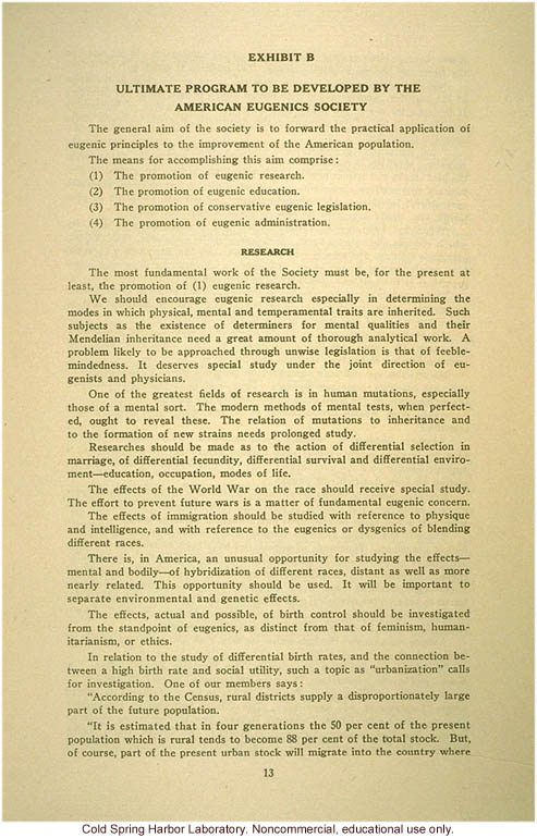 &quote;Report of the president of the American Eugenics Society, Inc., June 26, 1926&quote;