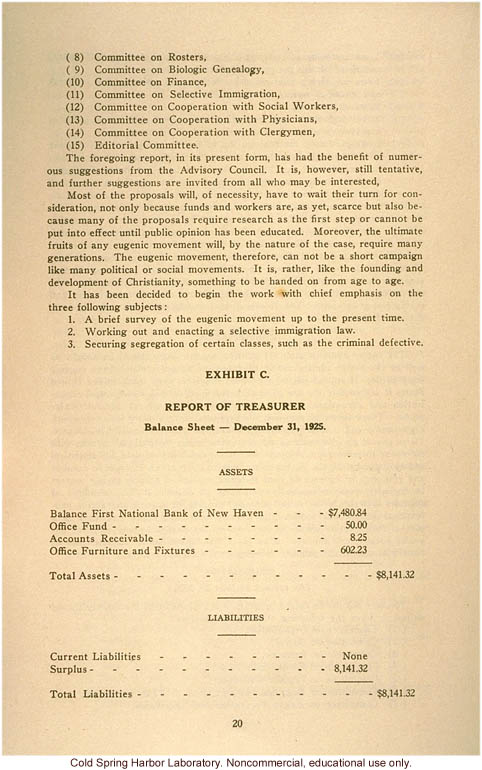 &quote;Report of the president of the American Eugenics Society, Inc., June 26, 1926&quote;
