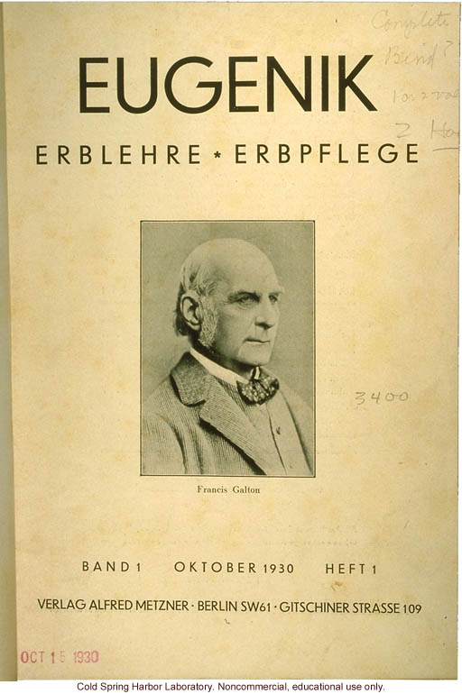 Eugenik: Erblehre, erbpflege (Eugenics: Hereditary teaching, preservation), October 1930