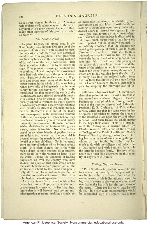 &quote;The South's fight for race purity,&quote; by R.W. Wooley, Pearson's Magazine