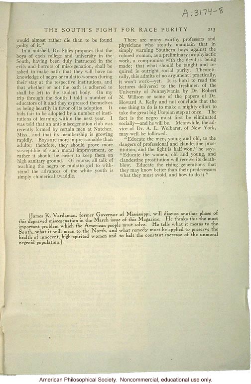 &quote;The South's fight for race purity,&quote; by R.W. Wooley, Pearson's Magazine