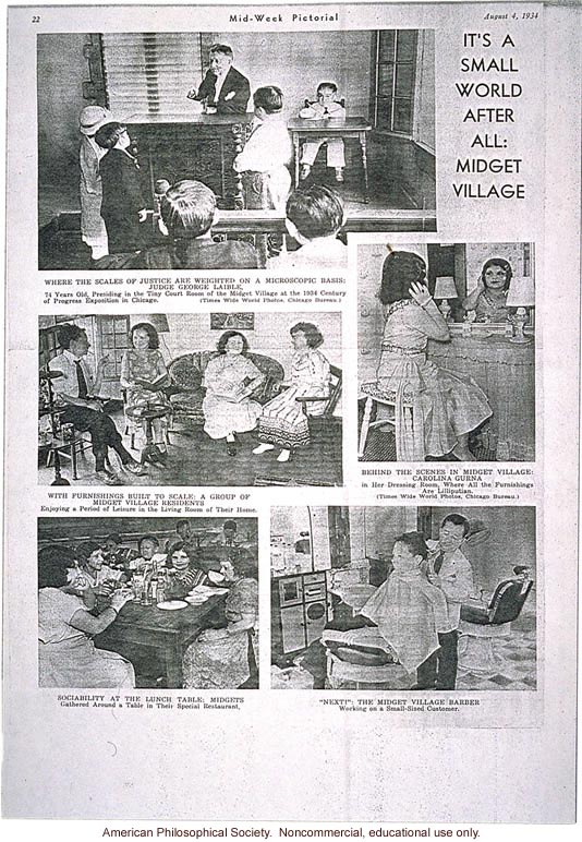 &quote;Its a small world after all: Midget village,&quote; Mid-Week Pictorial, August 4, 1934