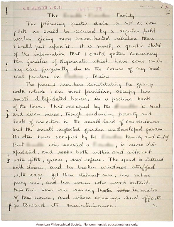 H.B. Webster letter to L.F. Barker, about two Maine families