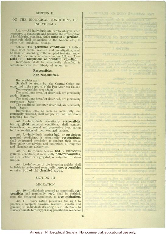 &quote;Project of panamerican code on eugenics and homiculture,&quote; proposed by the Cuban delegation