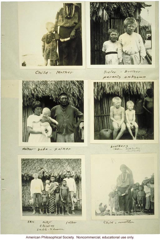 Photos of albino Indians of Panama, submitted by R.O. Marsh to the Eugenics Record Office