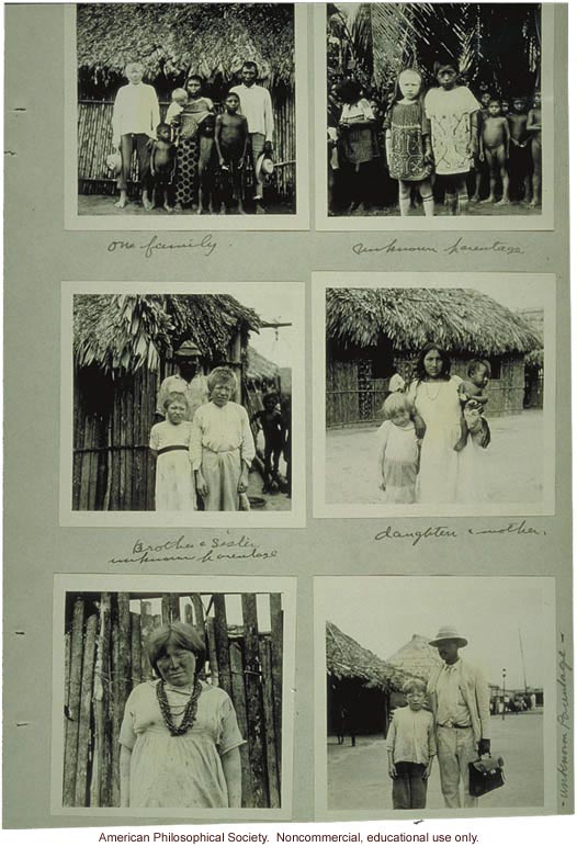 Photos of albino Indians of Panama, submitted by R.O. Marsh to the Eugenics Record Office