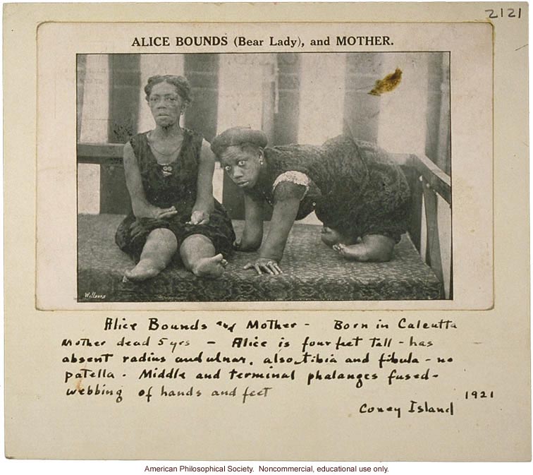 Alice Bounds (Bear Lady) and Mother, with notes, circus acts