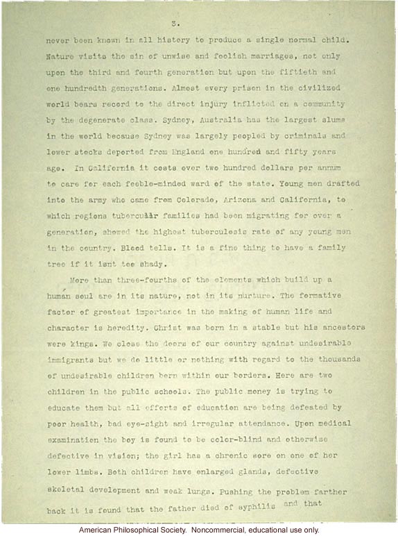 Sermon #2:  Eugenics, AES Sermon Contest 1926, #2