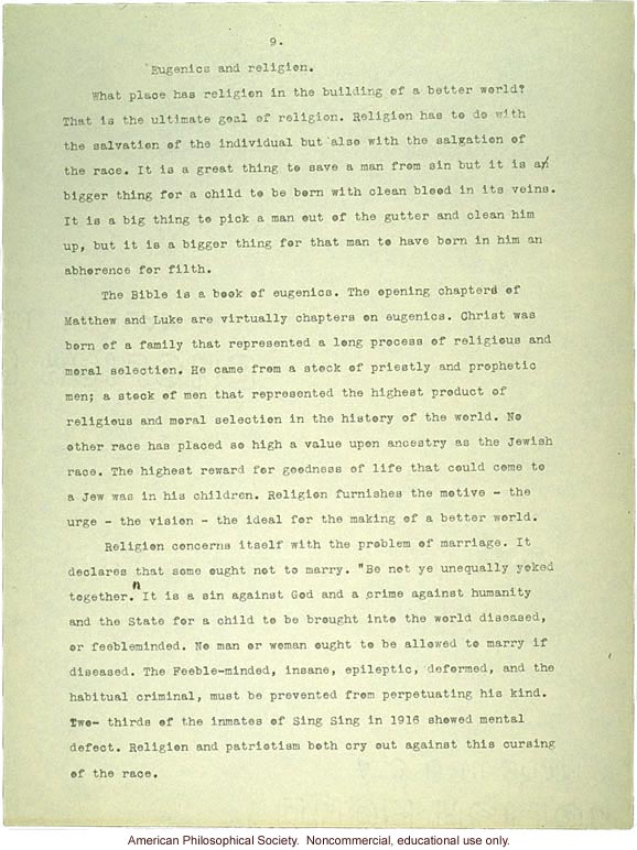 Sermon #2:  Eugenics, AES Sermon Contest 1926, #2