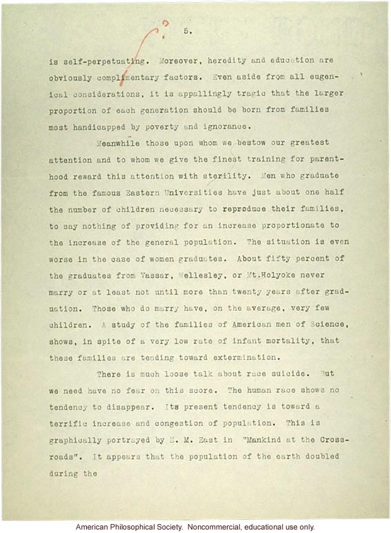 Sermon #42 exerpt:  &quote;Eugenics,&quote; AES Sermon Contest 1926, #5