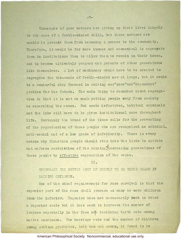 Sermon #57 exerpt:  &quote;Eugenics&quote;, AES Sermon Contest 1927, #7