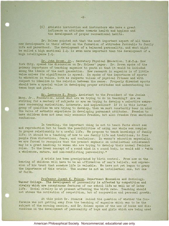 &quote;Summary of the discussion at the conference on education and eugenics&quote;