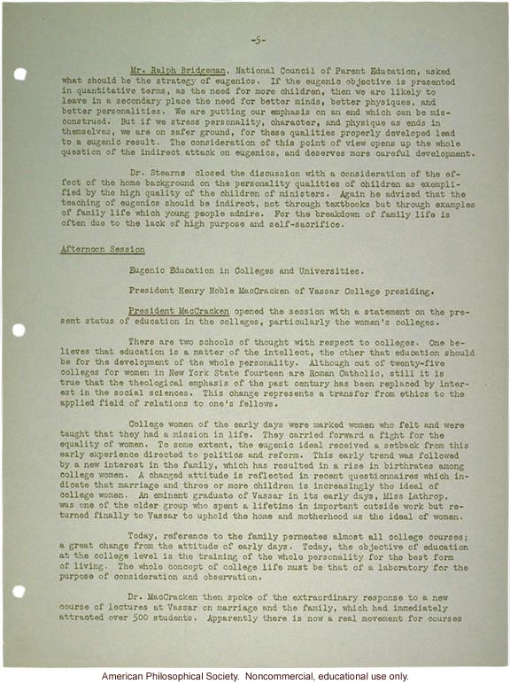&quote;Summary of the discussion at the conference on education and eugenics&quote;