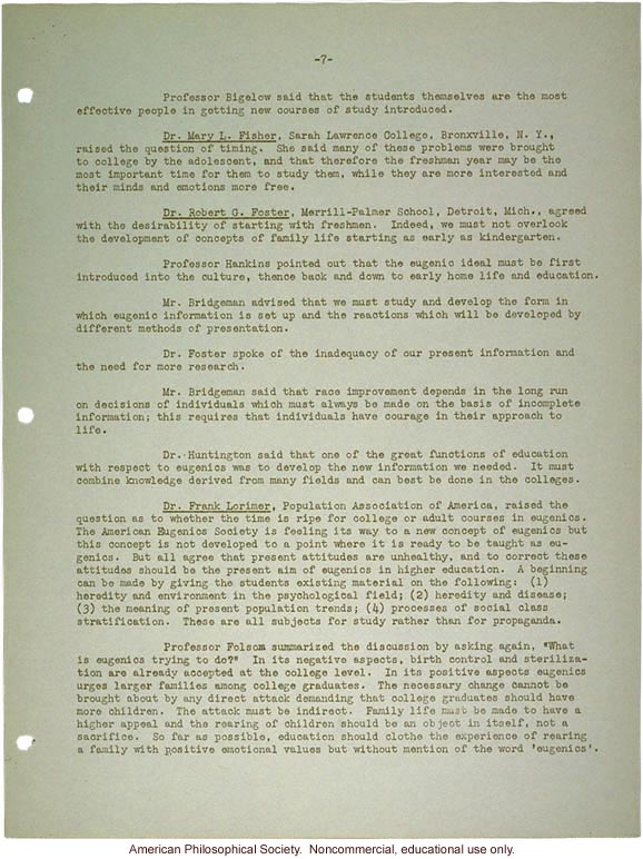 &quote;Summary of the discussion at the conference on education and eugenics&quote;