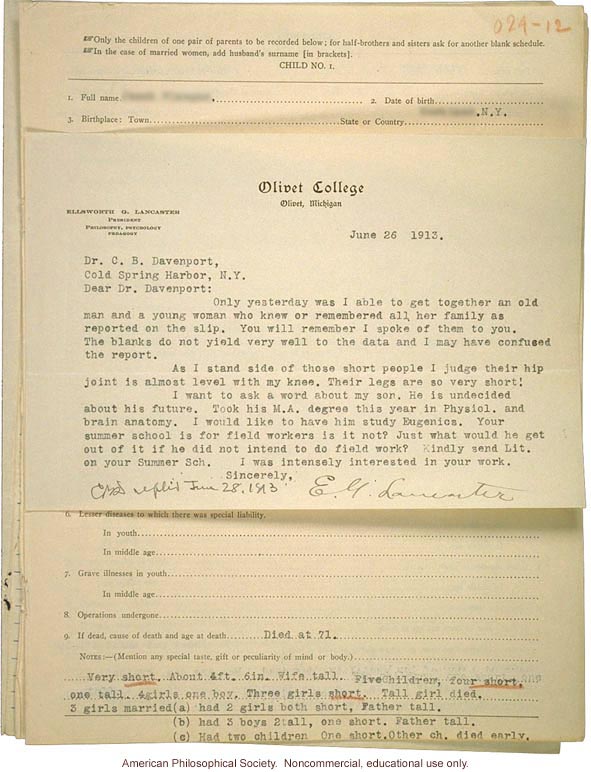 Record of family traits, about short stature