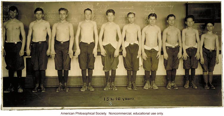 Baltimore anthropometric study, boys 15-16 years, body build