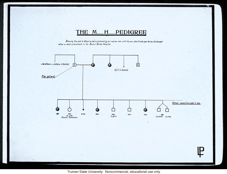 &quote;The M_H_Pedigree&quote; showing descendents of an insane man