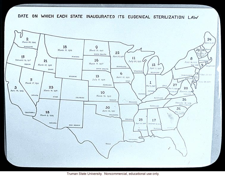 &quote;Date on which each State inaugurated its eugenical sterilization law&quote;