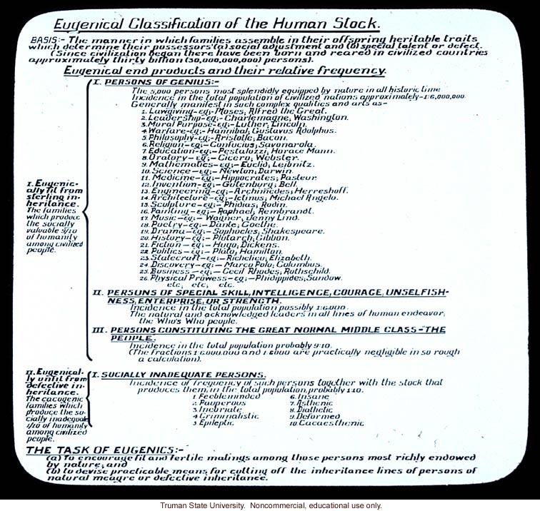 &quote;Eugenical classification of the human stock&quote;