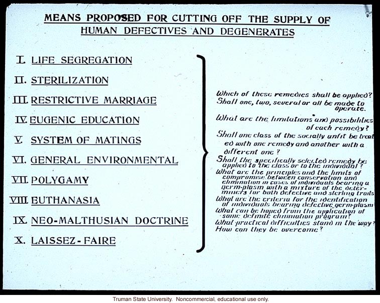 &quote;Means proposed for cutting off the flow of human defectives and degenerates&quote;