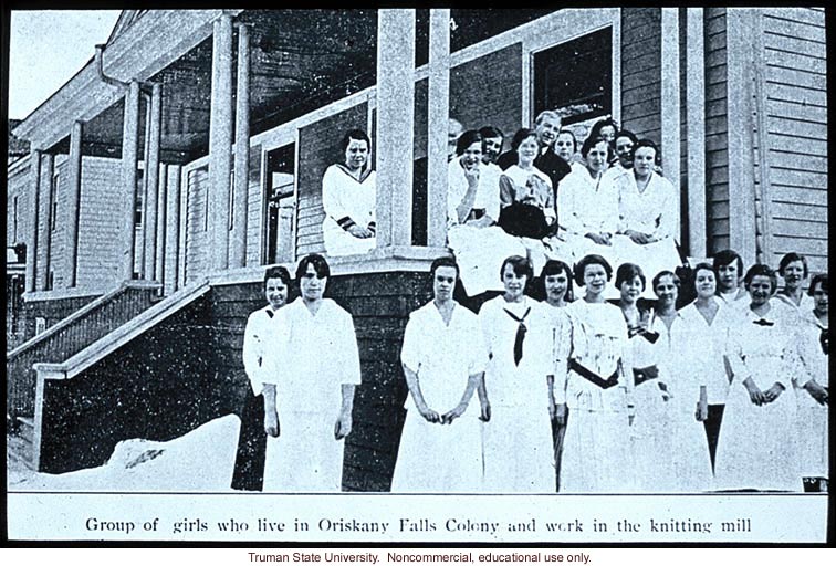 &quote;Group of girls who live in Oriskany Falls Colony and work in the knitting mill&quote;